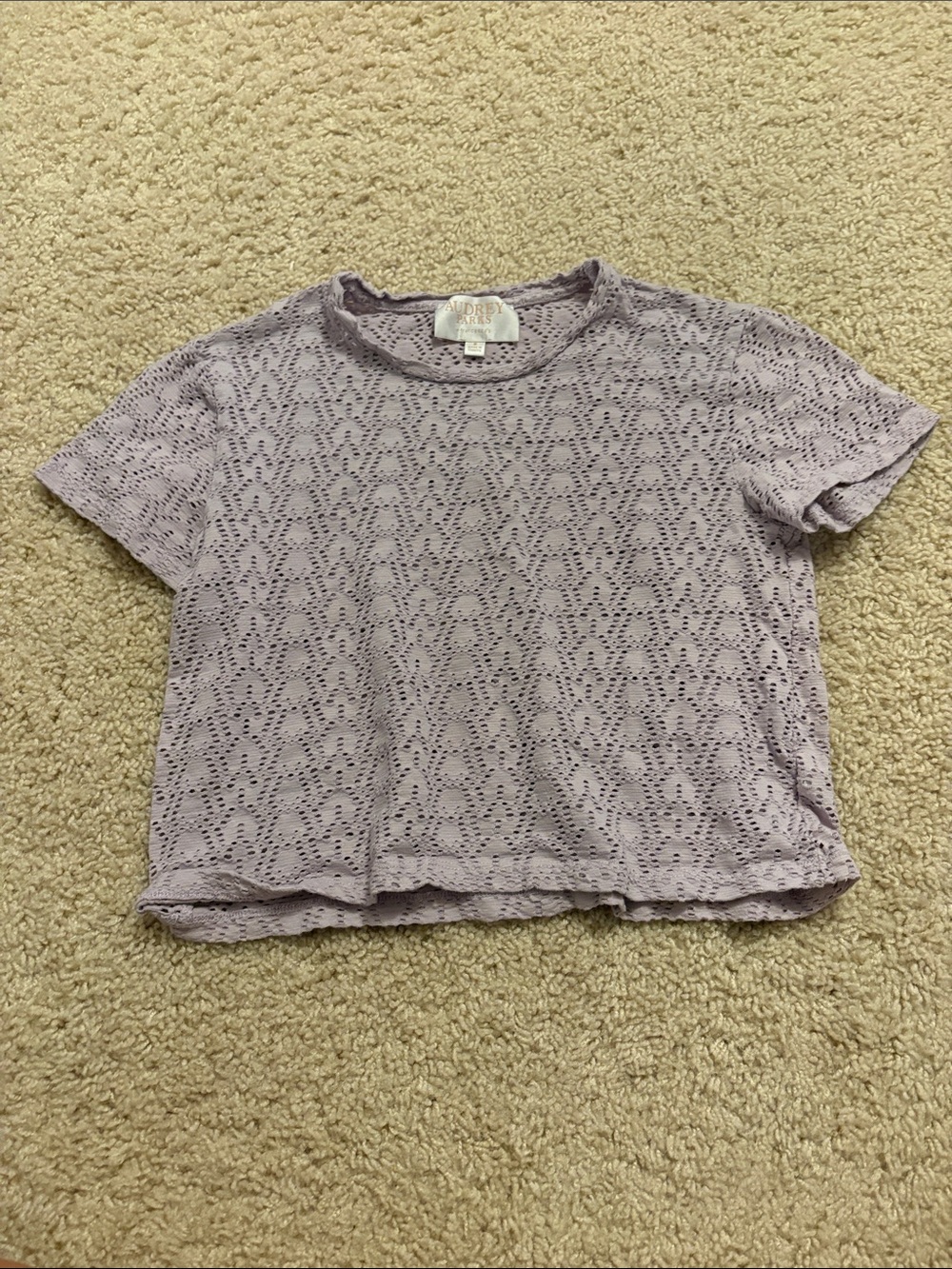 Eyelet Cropped Tee in Light Lavender - Women